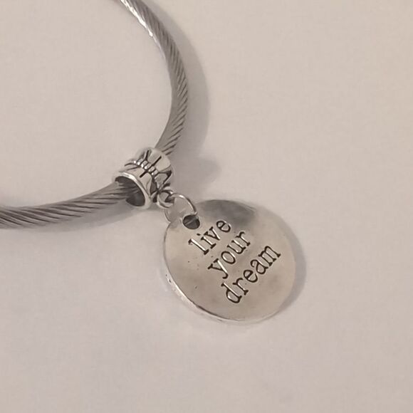 Silver Live Your‎ Dream Dangle Charm for Pandora Style Bracelet - Picture 3 of 4